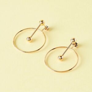 Adornmonde Ivo Two Way Gold Tone Brass Filled Hoop and Rod Earrings